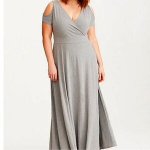 Torrid gray cold shoulder long maxi dress grey plus size 2X XXL